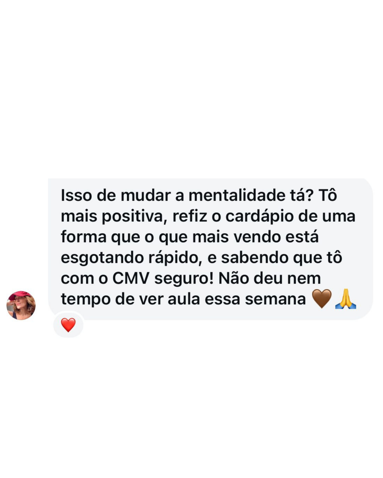 Mensagem real de aluna 1