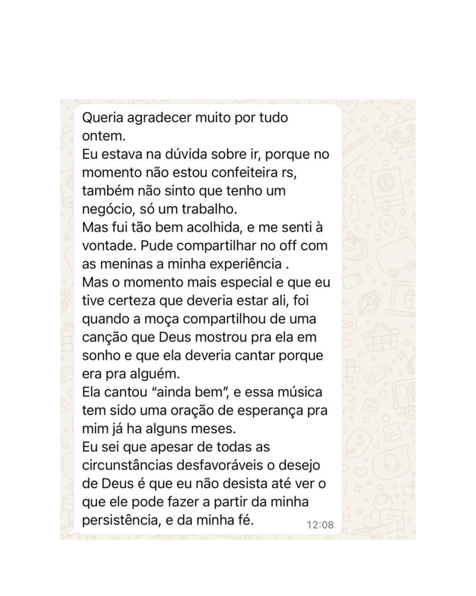 Mensagem real de aluna 3